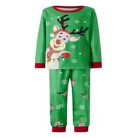 Obiteljski podudaranje božićnih pidžama, crtani elk snježna pahuljica tisak s dugim rukavima + hlače elastičnog