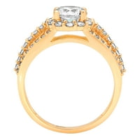 Zaručnički prsten od 1,76 karata od bijelog safira okruglog reza od žutog zlata od 18 karata, veličina 5