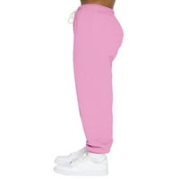 Ženske hlače od flisa jednobojne hlače Trenirke ravnih nogavica ženske lounge Harem hlače svečane hlače ružičaste