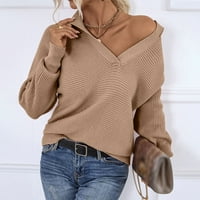 2 Ženski džemper s dugim rukavima s dugim rukavima šišmiš pulover s dugim rukavima šišmiš pleteni džemper vrhovi