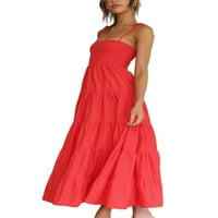 Ženske haljine za ljuljanje u A-listi Midi haljina od tunike jednobojna slip haljina ležerna ljetna crvena a-lista