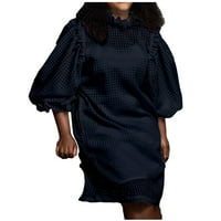 Rasprodaja modne ženske Ležerne šuplje jednobojne haljine s napuhanim rukavima u dvije veličine plus