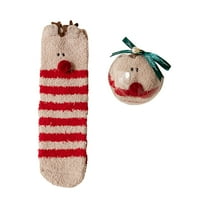 Temacd Set božićne čarape Mid Tube Visoka elastičnost božićna kugla s pakiranjem Unise Ugodni crtani elk anti-shranjen