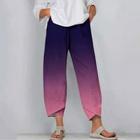 Voncos Ladies Ljetne hlače- modno ljeto ležerni labavi džep s pravim tiskarskim hlačama Hlače narančaste l