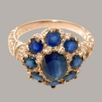 10-karatni ženski zaručnički prsten od prirodnog safira od ružičastog zlata britanske proizvodnje-opcije veličine-veličina
