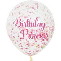 12 ružičaste i zlatne kuglice za konfete princeze za rođendan, 6 karata