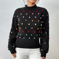 Džemperi za hueook za žene plus veličina novih gumba za okrugli vrat čvrste boje kauzalne ženske pletene vrhove
