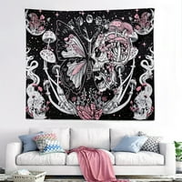 Gljiva lubanja tapiserija cvjetni kostur psihodelična biljka spavaća soba estetika estetika hippie cool priroda