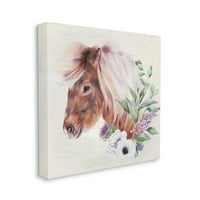 Stupell Horse Portret lilac Blossom bukete životinje i insekti slikati galerija zamotana platno print zidna umjetnost