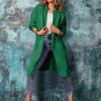 Kardigan za žene lagana srednja dužina pletena jakna zima labav džemper kaput zelena veličina s