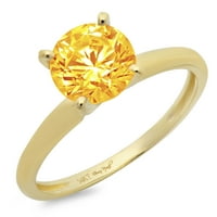 2,5CT okrugli rez žuti prirodni citrin 14k Angažiranog prstena za angažiranje žutog zlata Veličina 8.25