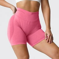 Joga hlače žene vrući ružičasti poliester, spande ženske kratke hlače pamučne elastične elastične grickane ruffle