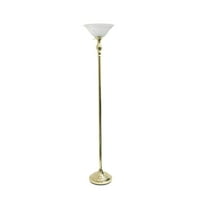 Elegantan dizajn podne svjetiljke s mramornim sjenilom od bijelog stakla, zlatne boje
