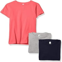 Jednobojne majice za djevojčice s kratkim rukavima, pamuk, tamnoplava, vruće ružičasta vrijeska