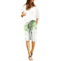 Ženske kratke hlače cvjetni otisak visokog struka plus Veličina Veliking plaža za vježbanje džep od pet točaka