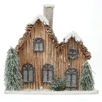 Vrijeme za odmor božićna višebojna prirodna kuća s ukrasom snijega