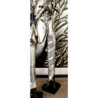 4 19 srebrna polistoneova Afrička ženska skulptura s detaljima mozaika