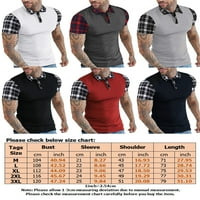 Muške udobne majice s kratkim rukavima s kariranim printom, pripijeni vrhovi, muška radna polo majica s patentnim