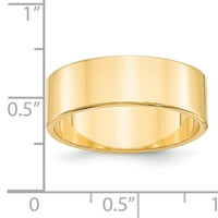 Žuto zlato od 14 karata, tvrdo polirano, ugravirano, lagani prsten s ravnim remenom za žene, Pokloni za nakit