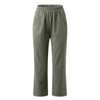 Capri hlače za žene, pamučne lanene teretne hlače Lagane jogeri hlače s elastičnim strukom na otvorenom planinarskim