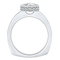 0. Karata okrugla bijela prirodna dijamantna polumjesečna zaručnički prsten u 14K čvrsto bijelo zlato veličine