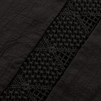 Ženski vrhovi modna ležerna čipkasta čipkasta uboda U-Neck Tri četvrtina rukava Crni XL