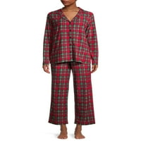 Usklađivanje obiteljske božićne pidžame žene i žene plus notch ovratnik Tartan 2-komad pidžame set