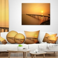 Dizajnirati stari drveni pristanište dugački do večernjih mora - Pier Seascape Jastuk za bacanje - 12x20