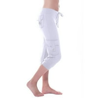 Očišćenja pod $ Odjećama, jesenske gamaša za vježbanje Stretk Struk gumb Pocket Yoga Yoga Gym Ocped hlače White