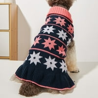 Džemper haljina za kućne ljubimce s visokim ovratnikom s polka točkicama pletena haljina za princeze za pse zimska