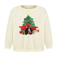 Biekopu ženski božićni džemper janjećih janjeća, slatki plišani božićni elementi tiskani zimski topli vrhovi