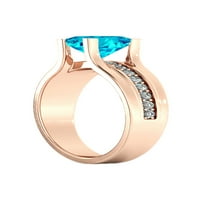 5. plavi topaz prsten s dijamantima od ružičastog zlata od 14 karata