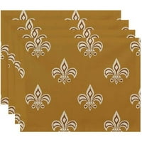 Jednostavno Daisy 18 14 Fleur de lis ikat print placemats, set od 4