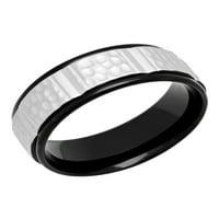 Muški prsten od nehrđajućeg čelika s crnim presvlakama s utorima - muški prsten