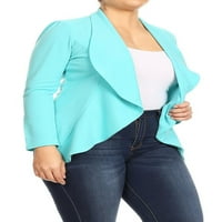 Ženski solidni print casual Comfort Comfort Open Front Driped Blazer jakna napravljen u SAD -u
