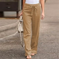 Meuva ženske hlače Čvrsta boja Elastična boja Pamučna platna široka nogu hlače labave ležerne hlače