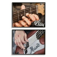 Stupell Industries sviraju glazbeni fraza gitara String Strummer Hands Framed Wall Art Design by Marcus Prime,