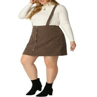 Jedinstvene ponude ženskog plus gumba za veličinu Up Flare A-Line Corduroy Mini suknja za suspenziju
