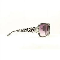 Crno-bijele sunčane naočale s leopardovim naglascima i kristalima