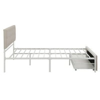 Krevet na platformi veličine MBP, metalni okvir kreveta na platformi za odlaganje s tapeciranim uzglavljem i velikom
