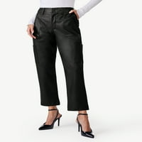 Scoop Women's Highse Fau kožne teretne hlače, veličine 0-18