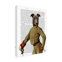 Zaštitni znak likovna umjetnost 'Greyhound Fencer, Dark, Portret' Canvas Art by Fab Funky