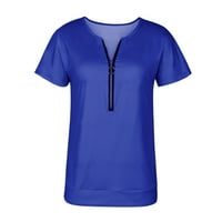Ženski tenk vrhovi modna čista boja traka za zatvarači kratke rukave obrezane majice plave s