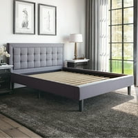 Modern Sleep Mornington tapecirana platforma Metalni okvir kreveta, kraljica, svijetlo siva