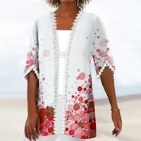 AMOUSA ženska košulja bluza Outerska odjeća Print Pola dužina rukava casual odmor Osnovni čipkasti vrhovi