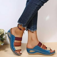 Cipele bez klizanja, papuče za žene ženske dame platforme colorblock casual rimske papuče korektivne sandale plave