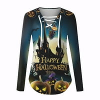 Ženska bluza moda labava casual Halloween s dugim rukavima s tiskanim majicama majice