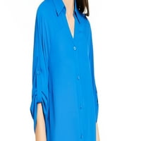 Alfani ženska košulja s roll-tab tunikom plava veličina srednje