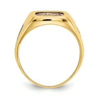 Primalno zlato karat žuto zlato plavi akrilni muški masonski prsten