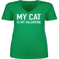 Moja mačka je moja valentinova ženska majica s V-izrezom